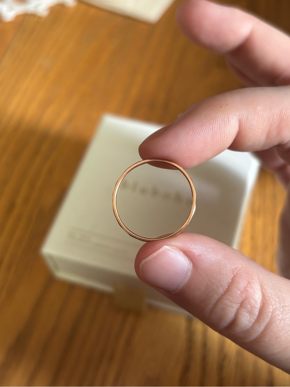 bluboho 14K Rose Gold Faceted Felicity Thin Stacking Ring - Size 9 - Picture 4 of 9